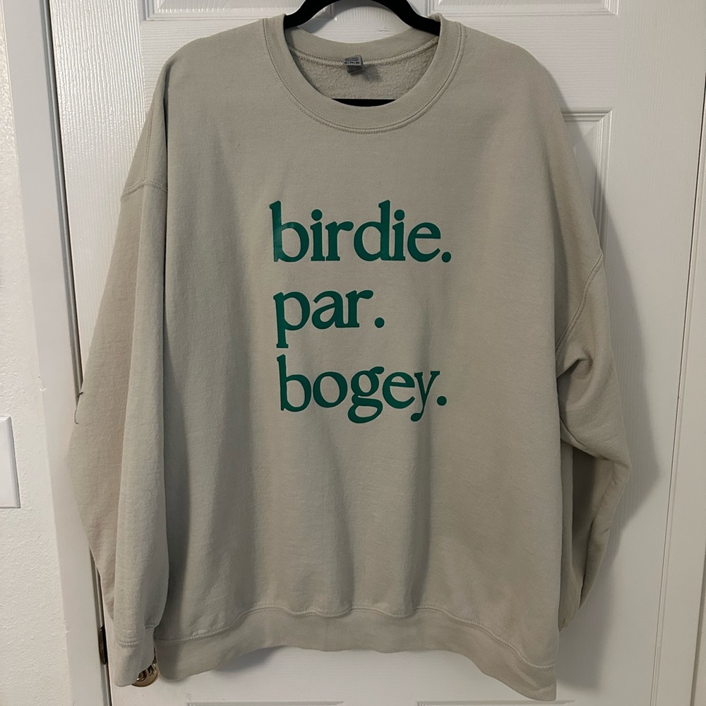 Tan Sand Color Sweatshirt Women’s Golf Birdie Par Bogey Gently Used 2XL